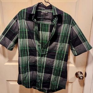 Green and Black Plaid Men's Shirt